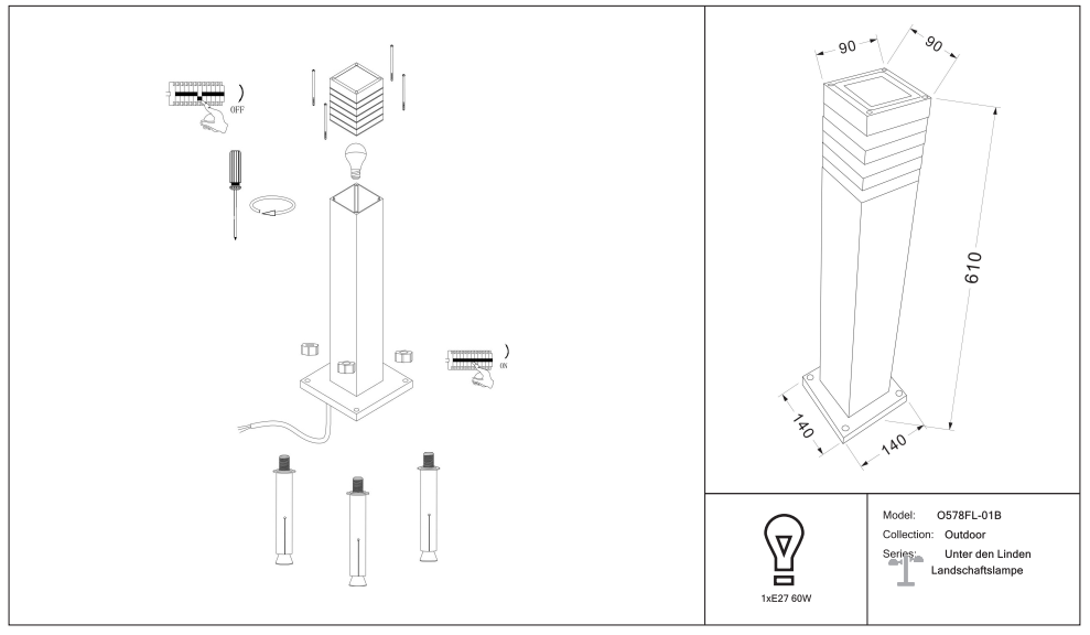 Schéma d'installation du luminaire