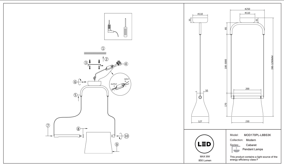Schéma d'installation du luminaire