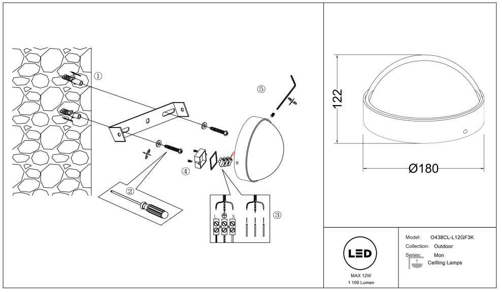 Schéma d'installation du luminaire