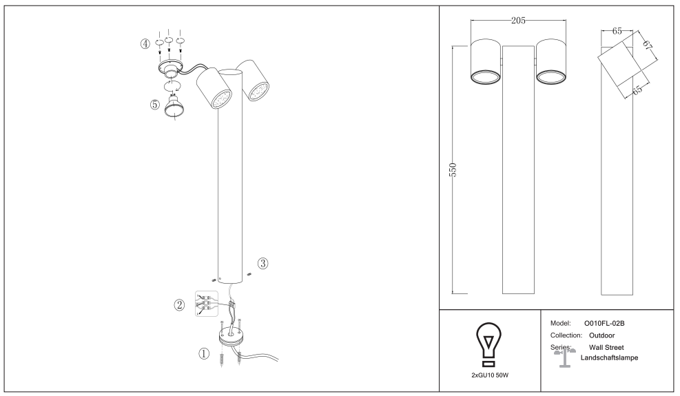 Schéma d'installation du luminaire
