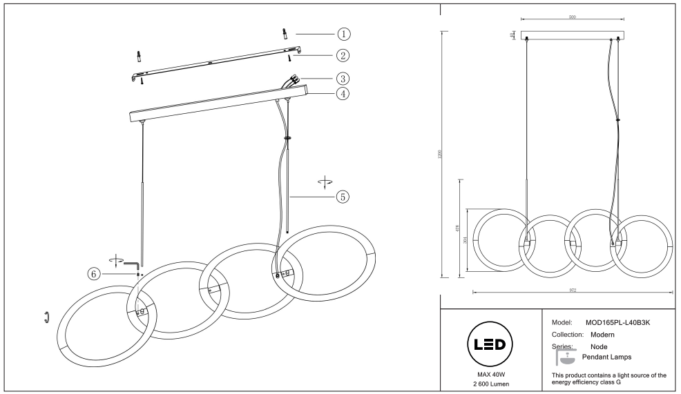 Schéma d'installation du luminaire