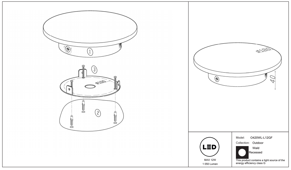 Schéma d'installation du luminaire