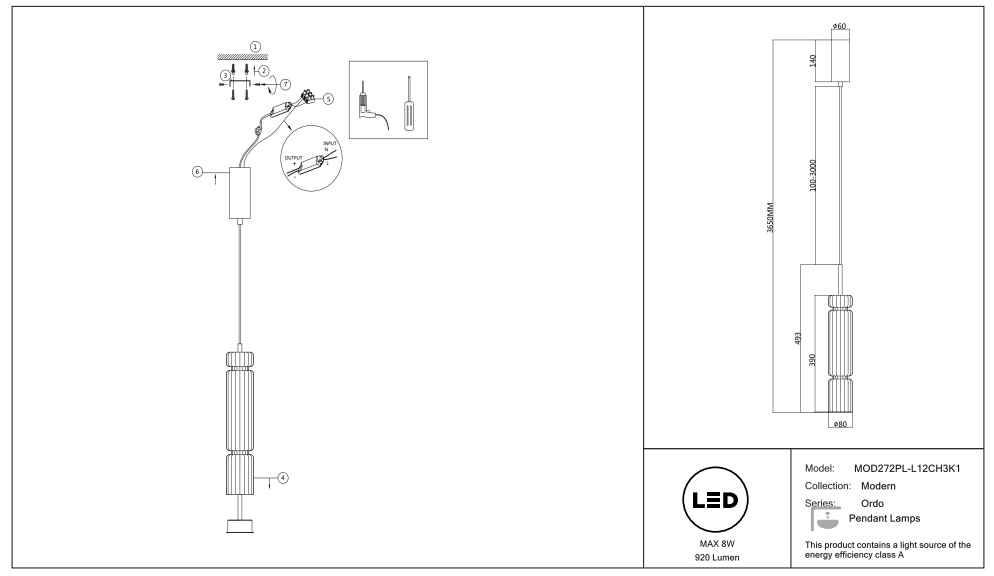 Schéma d'installation du luminaire