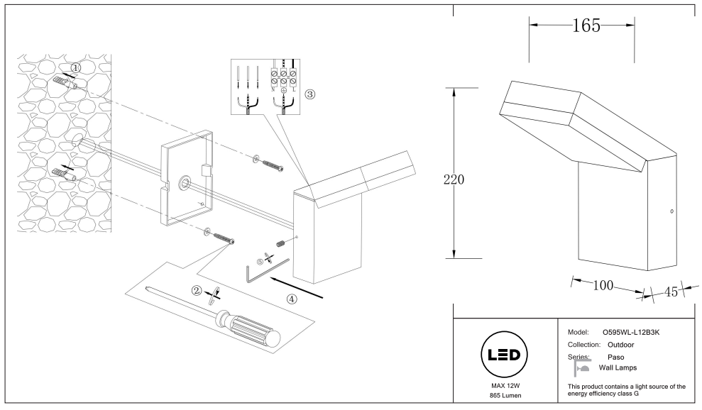Schéma d'installation du luminaire