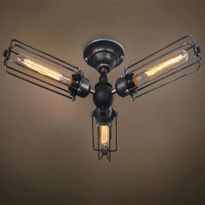 Lámpara de techo de jaula de metal estilo granero industrial vintage, lámpara colgante Steampunk Edison, mini lámpara de araña artística, 110 V/220 V/230 V