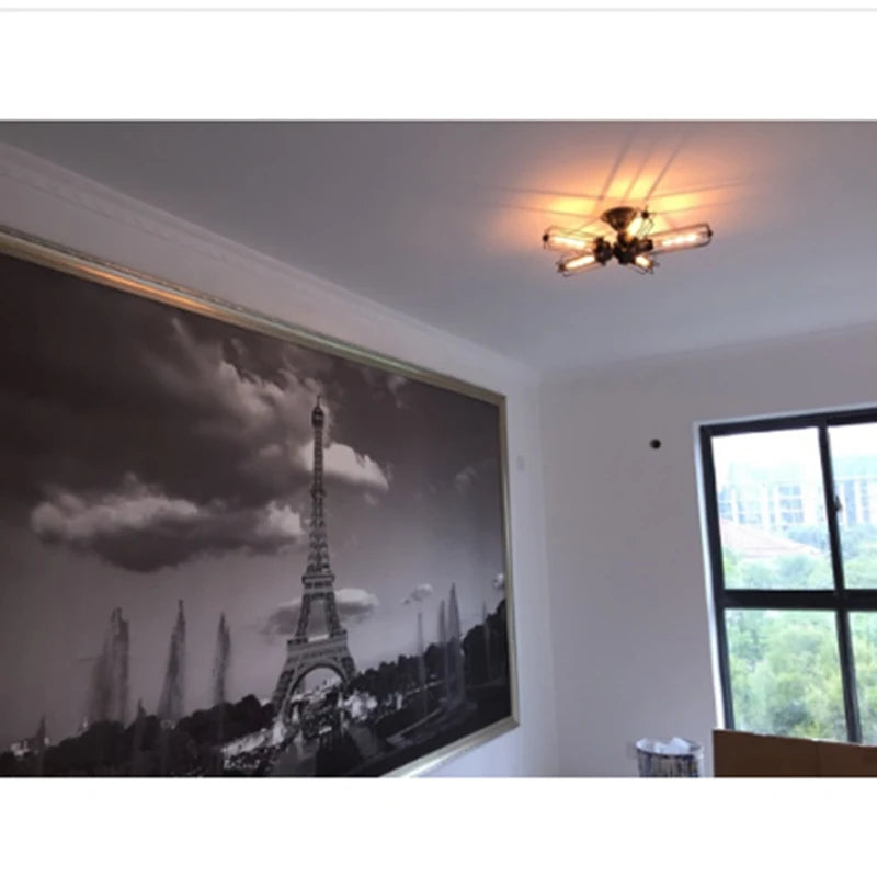 Lámpara de techo de jaula de metal estilo granero industrial vintage, lámpara colgante Steampunk Edison, mini lámpara de araña artística, 110 V/220 V/230 V