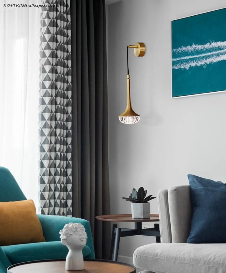 Lámpara de pared colgante con cable de latón vintage para bar, lámpara de pared de vidrio para sala de estar, lámpara de pared LED para dormitorio