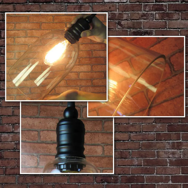 Lámpara Colgante clásica Edison De 60W, pantalla De cristal en estilo Retro Loft, iluminación Colgante Industrial, lámpara Colgante De Techo