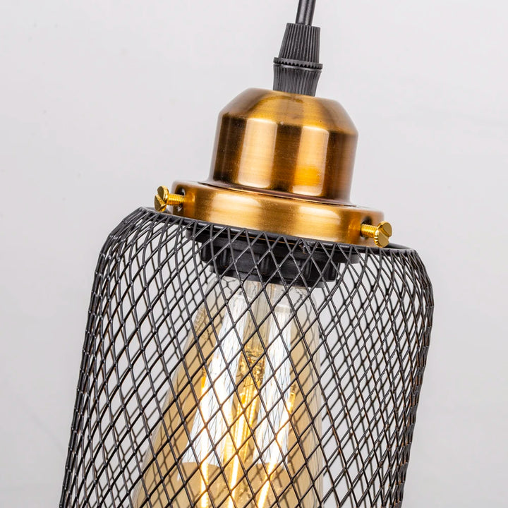 Lámpara colgante minimalista vintage negra con forma de jaula para cafetería, bar, ventana o loft, estilo múltiple, para decoración de interiores, E27