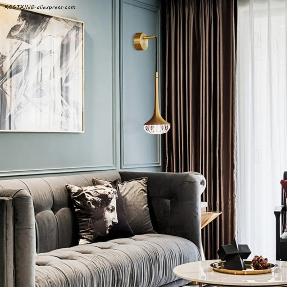 Lámpara de pared colgante con cable de latón vintage para bar, lámpara de pared de vidrio para sala de estar, lámpara de pared LED para dormitorio