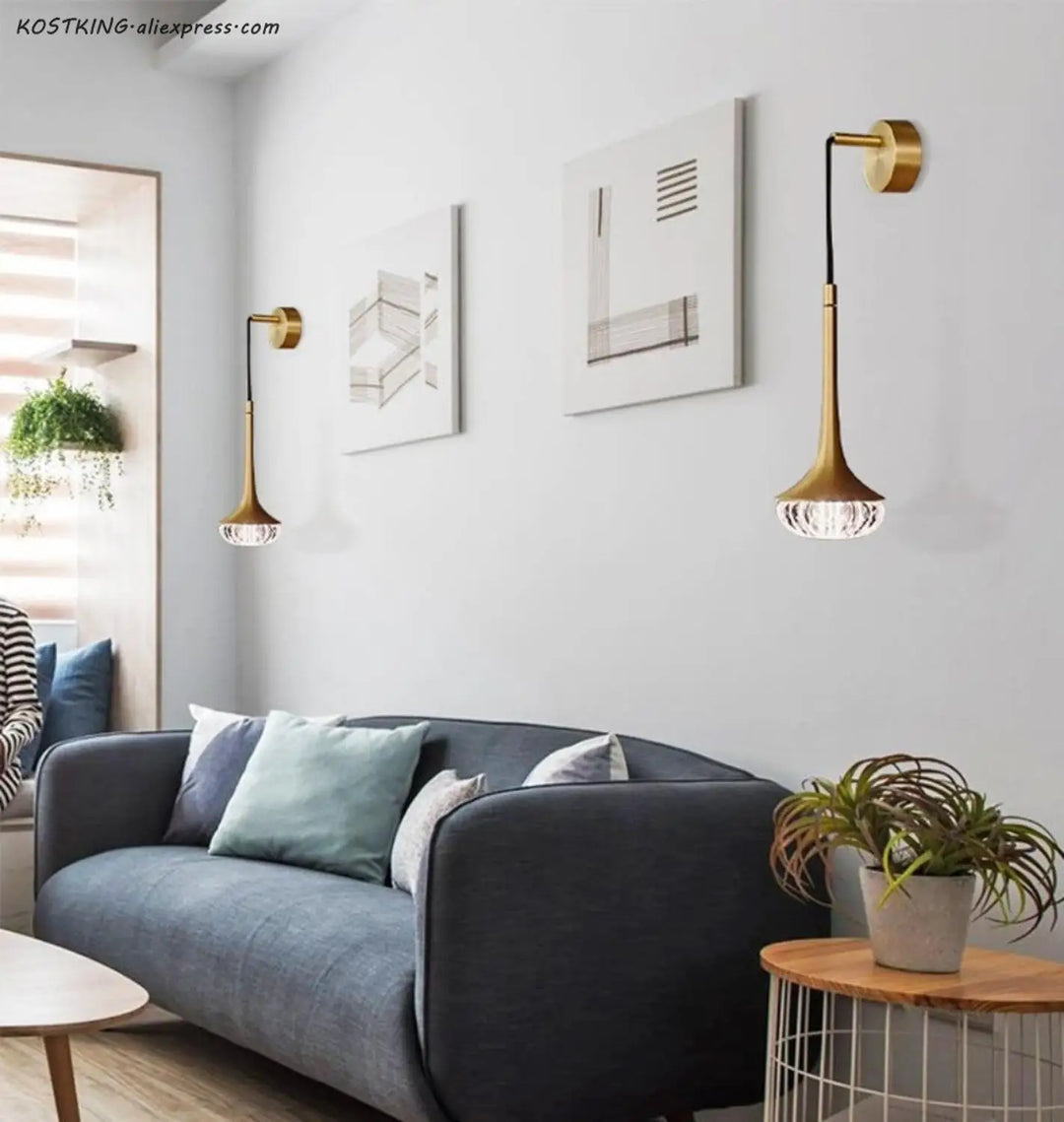 Lámpara de pared colgante con cable de latón vintage para bar, lámpara de pared de vidrio para sala de estar, lámpara de pared LED para dormitorio