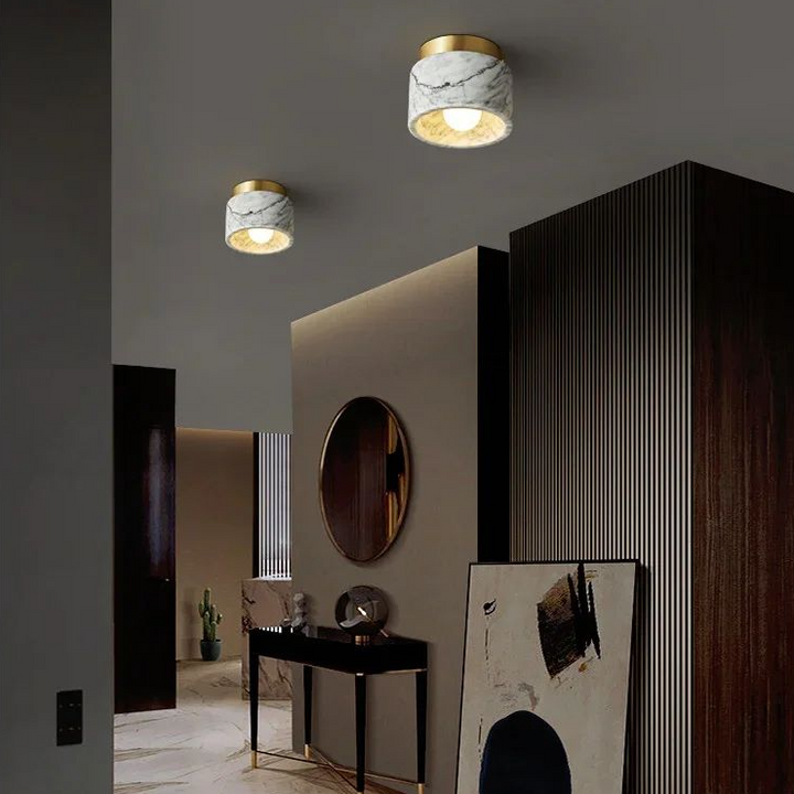Lámpara de techo de mármol italiano para sala de estar, dormitorio, pasillo, piedra blanca y verde de lujo