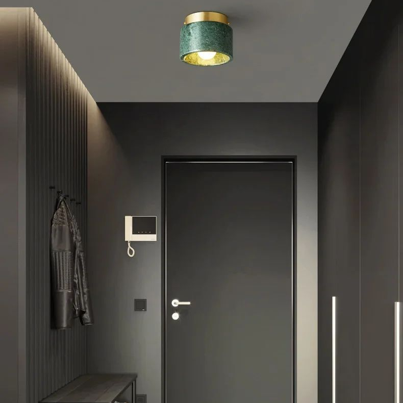 Lámpara de techo de mármol italiano para sala de estar, dormitorio, pasillo, piedra blanca y verde de lujo