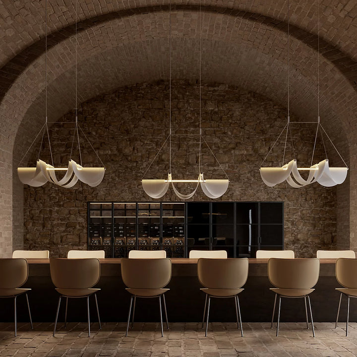 Lámpara de araña francesa moderna, sencilla y de lujo para comedor, restaurante, hotel, bar, sala de estar, lámpara colgante de tela de diseñador.