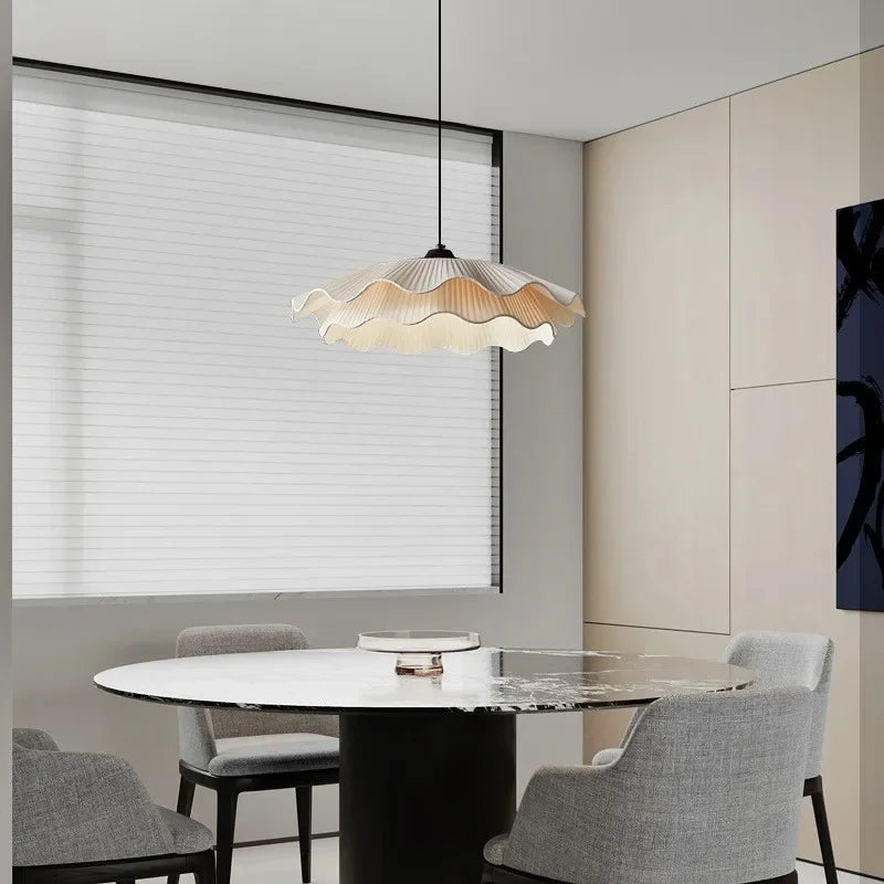 Lámparas colgantes de decoración de arte moderno, lámparas LED de tela coreana, lámparas de techo para sala de estar, dormitorio y comedor.