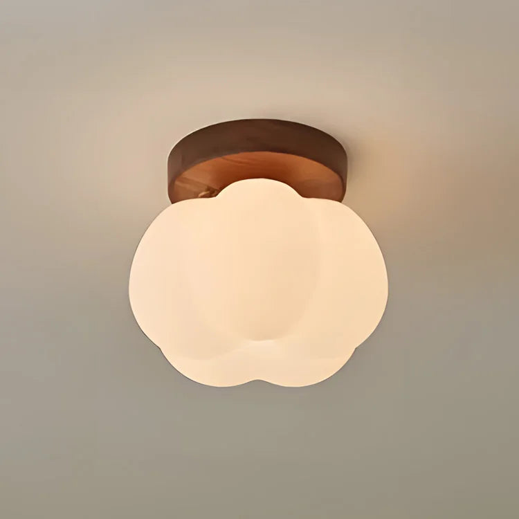 Lámpara de techo empotrada de madera de nogal con forma de calabaza, estilo Wabi Sabi moderno, para recibidor, pasillo, balcón y entrada.