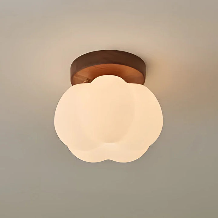 Lámpara de techo empotrada de madera de nogal con forma de calabaza, estilo Wabi Sabi moderno, para recibidor, pasillo, balcón y entrada.
