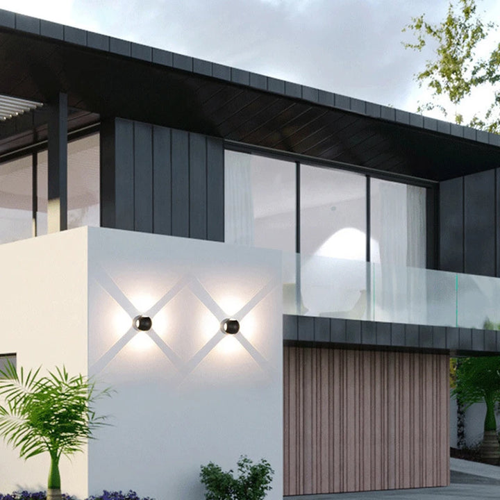 Lámpara de pared exterior impermeable para patio, balcón, porche, luz decorativa, luz ascendente y descendente, accesorio de aluminio, lámpara de pared exterior