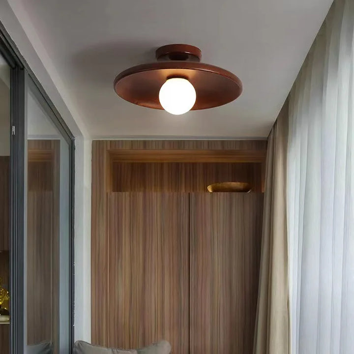 Lámpara de techo moderna de madera de nogal color tronco, lámparas de techo para pasillos, escaleras, iluminación de superficie G9