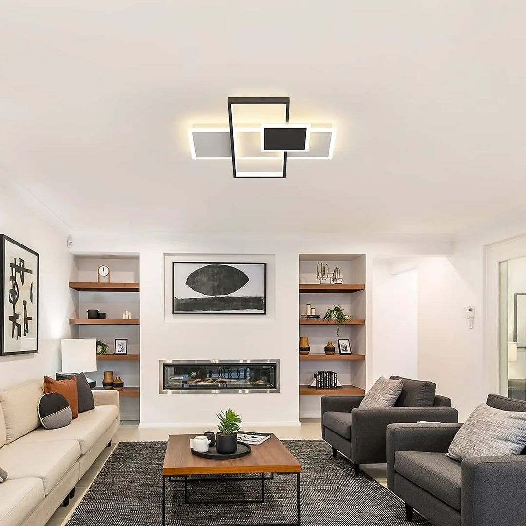 Lámpara de techo LED moderna, regulable (2700 K-6500 K) con control remoto, color blanco y negro, para dormitorio.