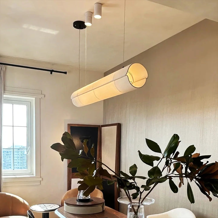 Lámpara colgante LED minimalista nórdica, moderna, para sala de estar, decoración del hogar, larga, para oficina, bar, comedor.