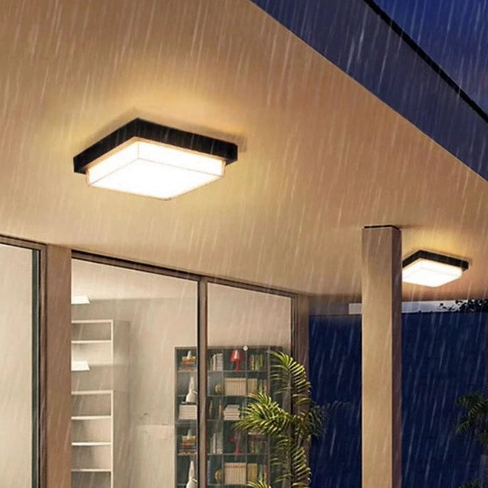 Lámpara de techo LED cuadrada para exteriores, apliques impermeables de superficie para baño, porche, jardín, iluminación de pared exterior, 110/220 V