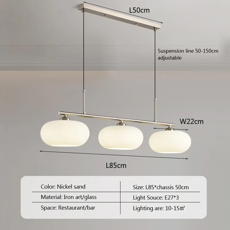 Lámpara colgante escultural 2025 LED de cristal blanco lechoso para sala de estar, comedor, lámpara de caqui, decoración medieval para dormitorio.