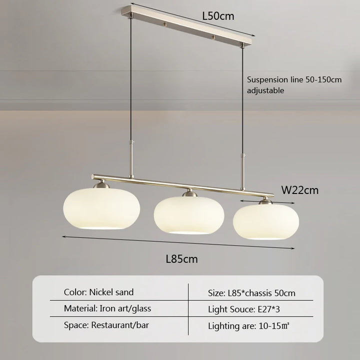 Lámpara colgante escultural 2025 LED de cristal blanco lechoso para sala de estar, comedor, lámpara de caqui, decoración medieval para dormitorio.