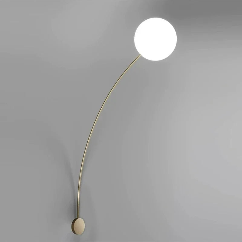 Lámpara de pared minimalista LED de pesca larga, lámpara de bola de cristal blanco, lámpara de dormitorio, lámpara de fondo de pasillo de restaurante de sala de estar