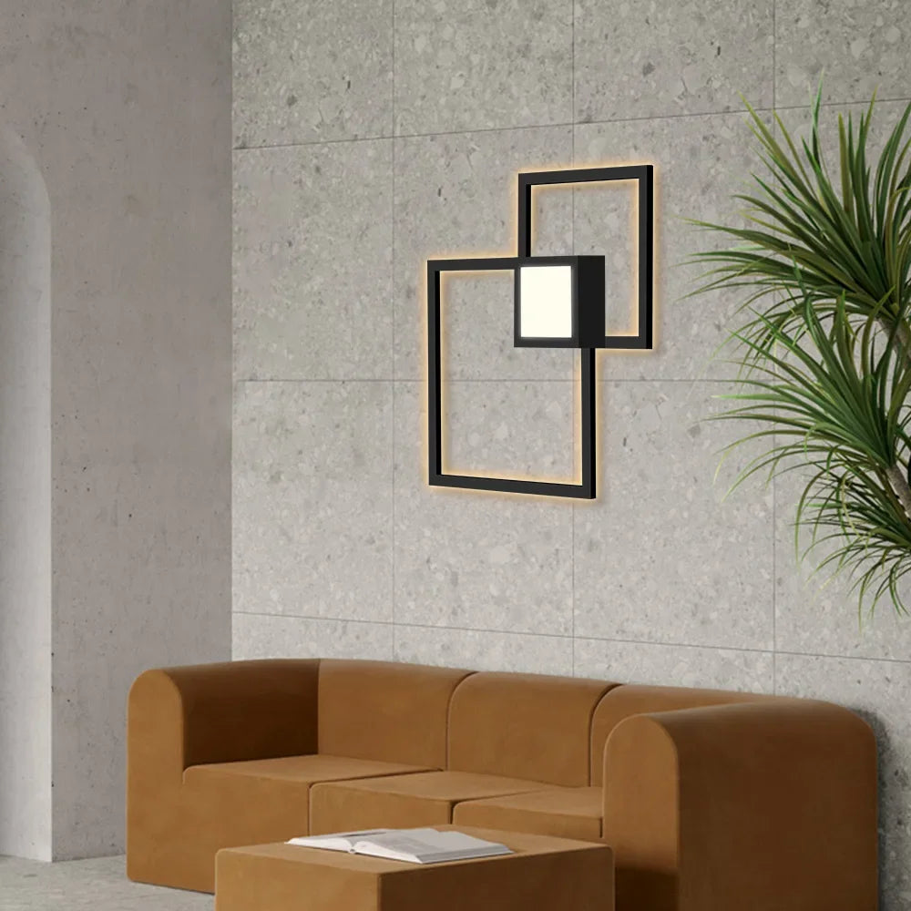 Lámpara de pared cuadrada con luz atenuable y accesorios de iluminación sencillos, lámpara LED para dormitorio, sala de estar, decoración de pared, fondo claro