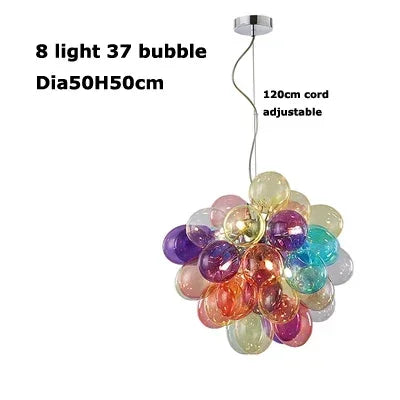 Lámpara de techo colgante con globos LED, coloridas bolas de cristal y burbujas, ideal para la decoración del hogar en sala de estar, dormitorio o cualquier espacio.