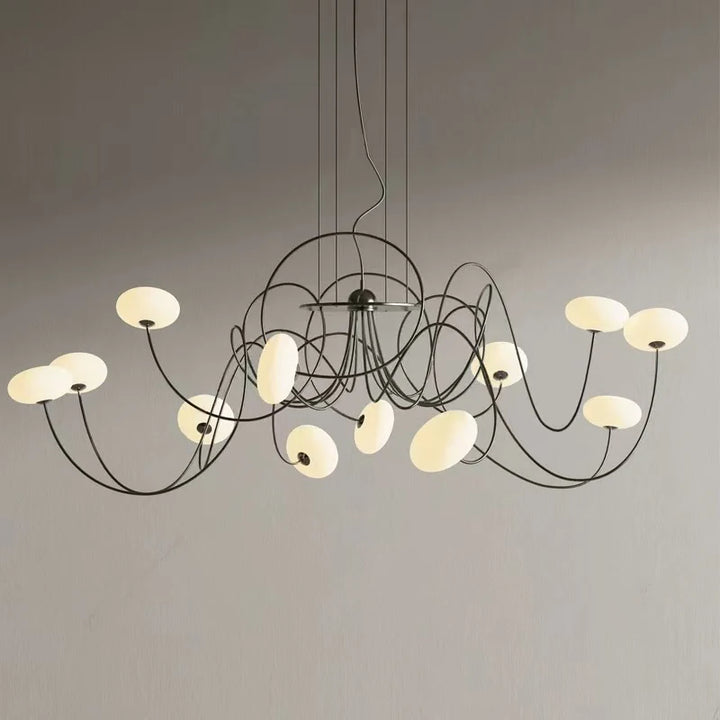 Lámparas minimalistas para sala de estar, candelabros nórdicos modernos, creatividad artística, iluminación con alambre de hierro curvado de formas especiales.