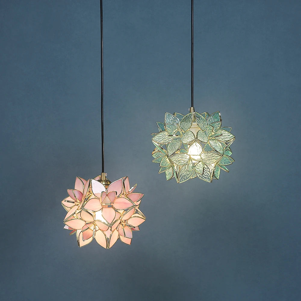 Suspension Luminaire en verre forme de fleur 