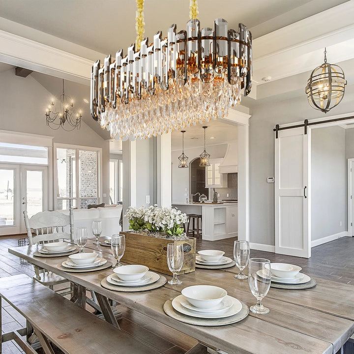 Lámpara de techo de cristal de 3 luces para comedor y sala de estar, tamaño grande, 23,6 pulgadas de diámetro.