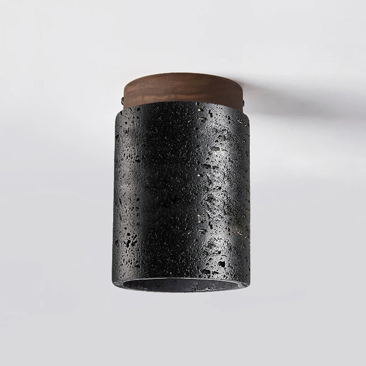 Lámpara de techo premium de diseño creativo de piedra natural negra para balcón, pasillo, escalera, iluminación LED, sala Wabi Sabi, restaurante