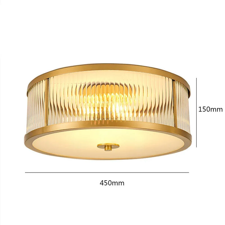 Lámpara de techo LED moderna minimalista redonda de cobre puro para dormitorio, sala de estar y comedor de American Seiko