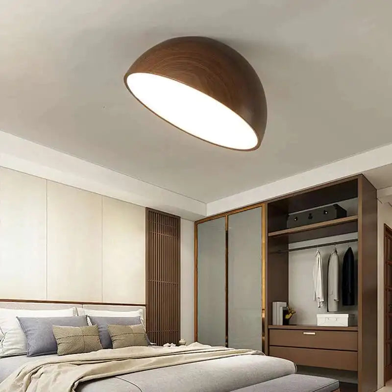 Lámpara de techo LED de nogal retro de espectro completo con protección ocular para dormitorio, vestíbulo de entrada, pasillo, accesorio de iluminación, nueva lámpara de araña