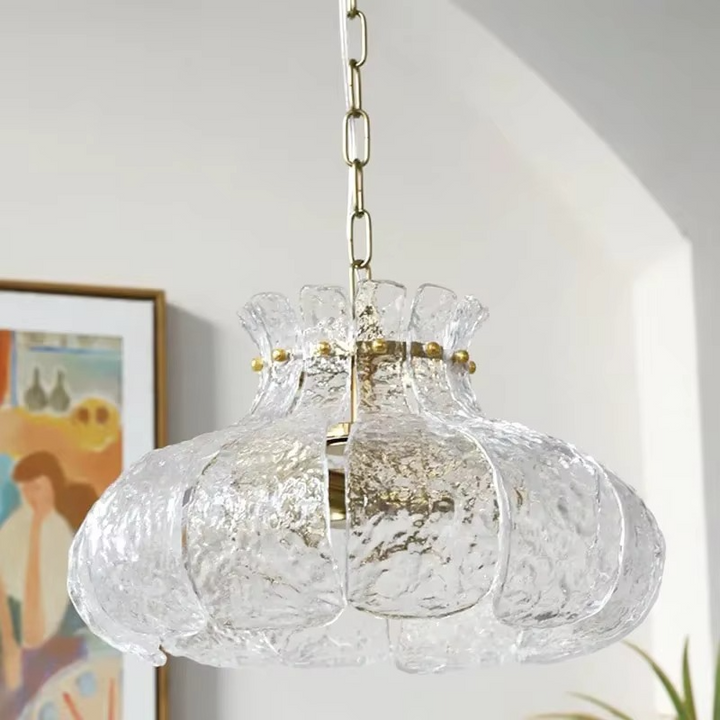 Lámpara de diseño nórdico con efecto de fusión de hielo, cristal retro, estilo francés, para comedor, dormitorio americano, decoración del hogar, candelabro medieval LED.