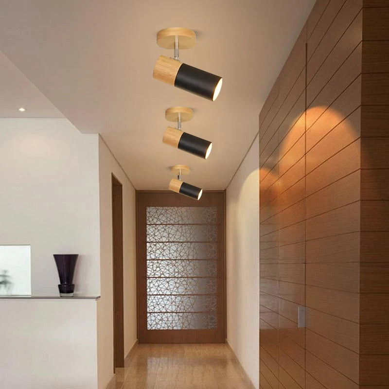 Plafonnier spot en bois orientable