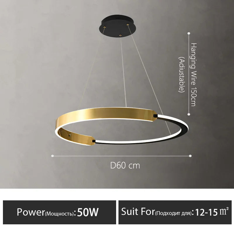 Lámpara de techo con forma de anillo para sala de estar, comedor, dormitorio, decoración nórdica para el hogar, loft, lámpara colgante LED