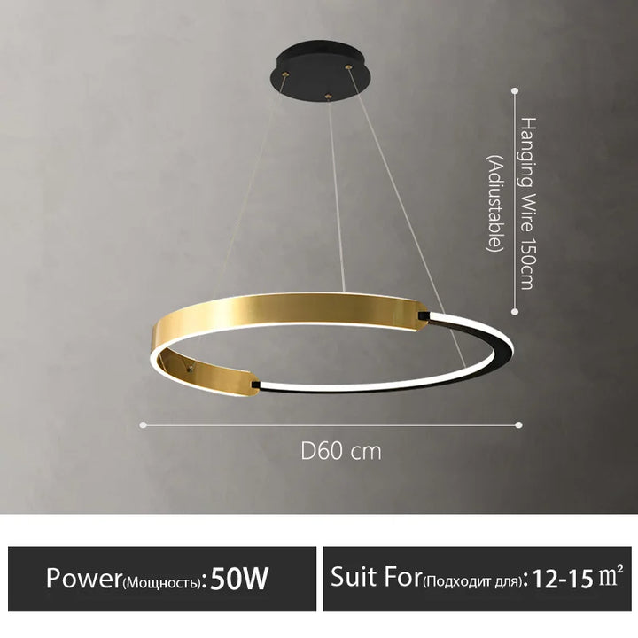 Lámpara de techo con forma de anillo para sala de estar, comedor, dormitorio, decoración nórdica para el hogar, loft, lámpara colgante LED