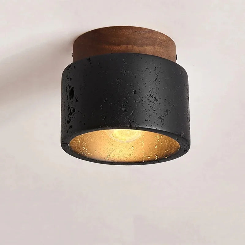 Nueva lámpara de techo decorativa nórdica Wabi Sabi para pasillo, balcón, sala de estar japonesa, dormitorio, lámpara de pared LED negra, lámpara de techo