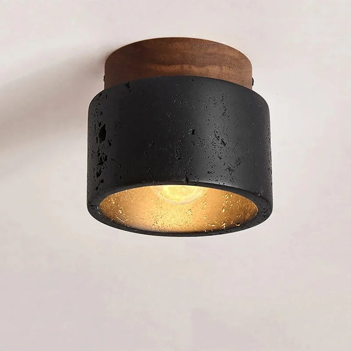 Nueva lámpara de techo decorativa nórdica Wabi Sabi para pasillo, balcón, sala de estar japonesa, dormitorio, lámpara de pared LED negra, lámpara de techo