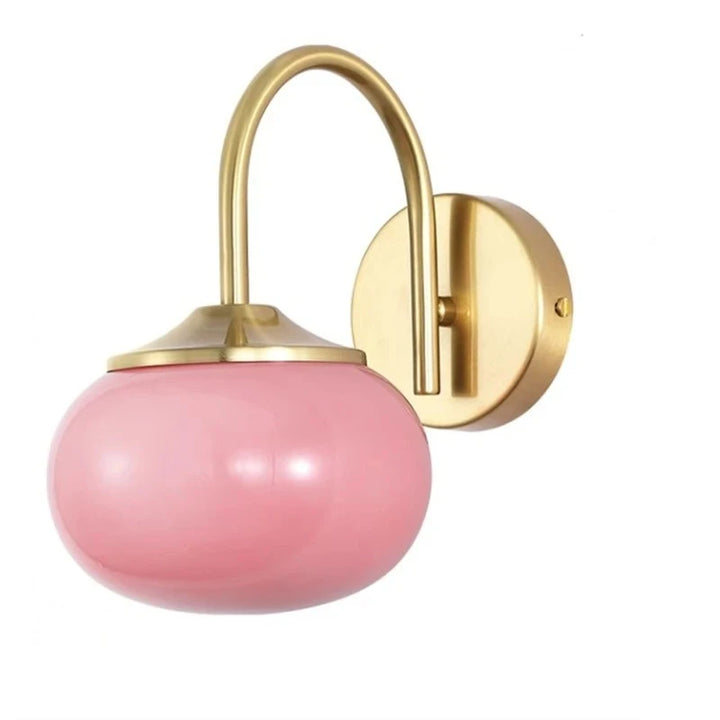 Lámpara de pared moderna con bola de cristal rosa y blanco color crema, elegante lámpara de pared para sala de estar, dormitorio, cocina y tienda.