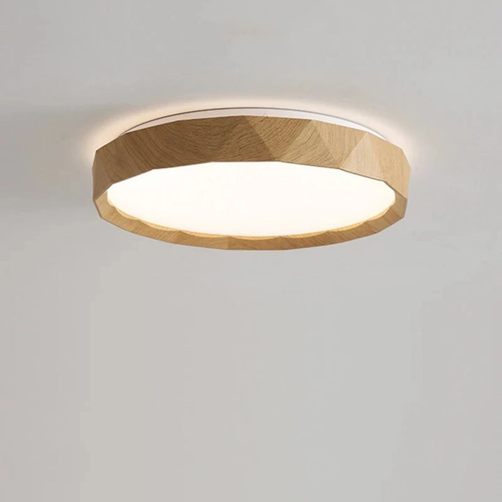 Lámpara de techo nórdica de color nogal, retro y minimalista, circular y minimalista, con protección ocular para dormitorio.