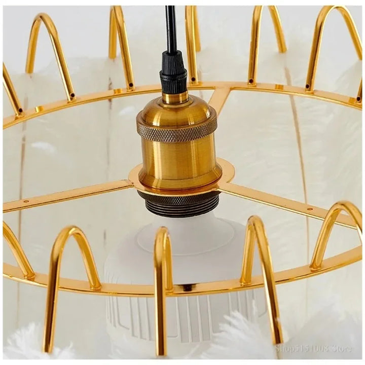 Lámpara de techo nórdica sencilla con plumas de avestruz, decoración creativa, lámpara de techo para comedor, dormitorio, sala de estar, lámpara comercial