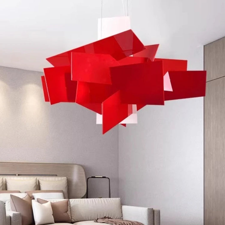 Lámpara colgante italiana roja, creativa para sala de estar, comedor y decoración del hogar. Diseño nórdico. Lámpara de araña LED blanca.