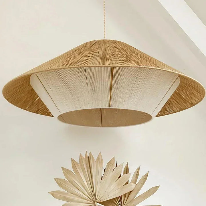 Lámpara colgante vintage Winfordo de cuerda de cáñamo con tejido de ratán para comedor, dormitorio y decoración del hogar.