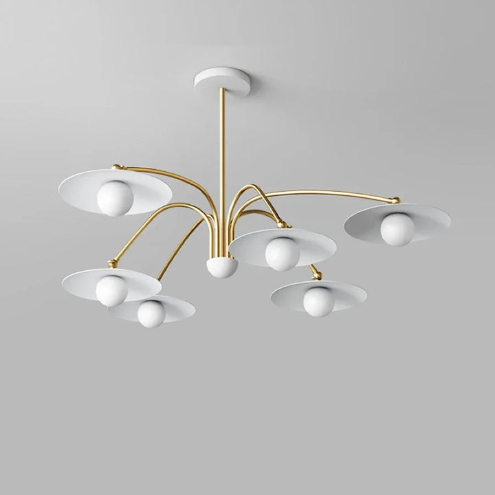 Plafonnier LED Art Déco Blanc avec Bras Dorés