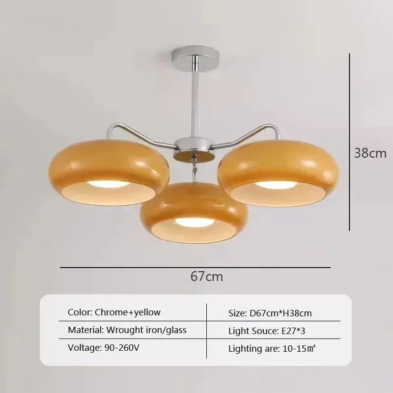 Retro ceiling light Bedroom Dining Room Antique Orange glass light France Style Medieval dining room Bauhaus yellow